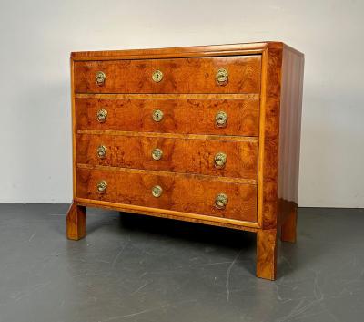 Refinished Biedermeier Four Drawer Satin Birch Chest Dresser or Commode 1850s
