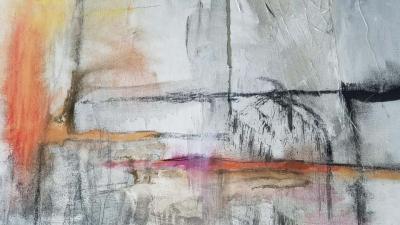 Reflections Black White Gray Abstract Painting By Kathi Robinson Frank