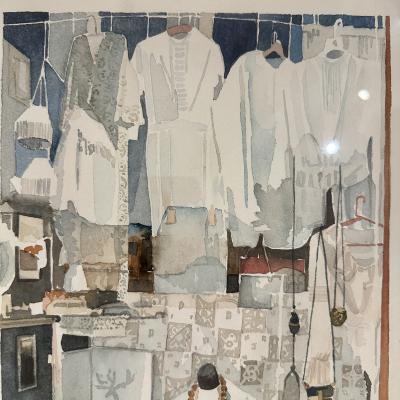 Reflections in a 2nd Hand Window Watercolors painting by Wilda Nothrop 