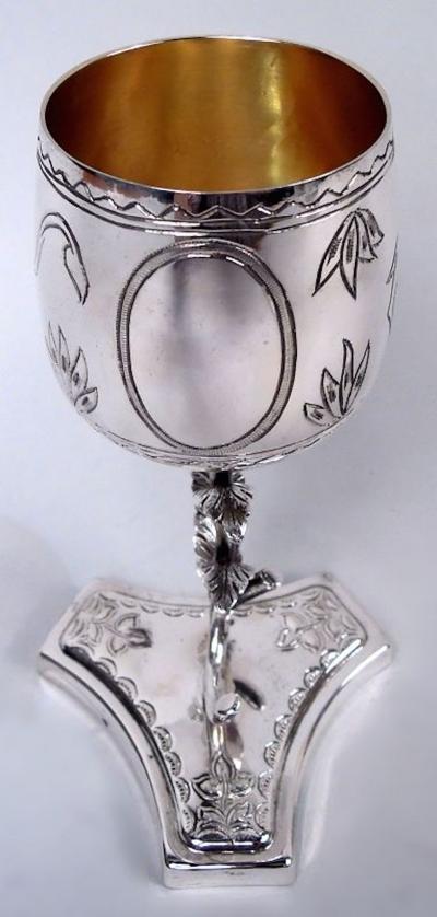 Regal Sterling Silver Deer Lion Goblet with Leafing Stem