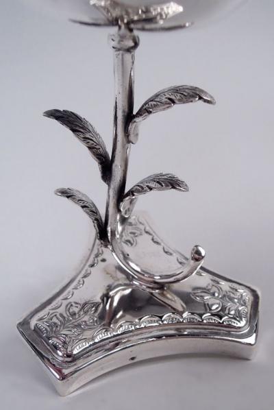 Regal Sterling Silver Deer Lion Goblet with Leafing Stem