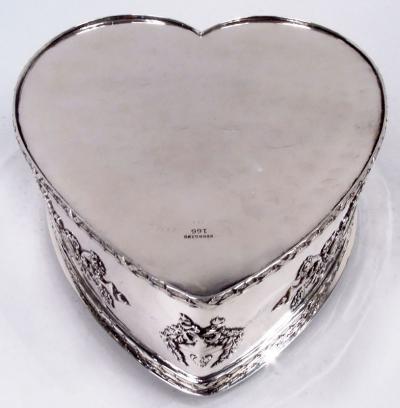 Regal and Romantic Sterling Silver Heart Shaped Jewelry Box