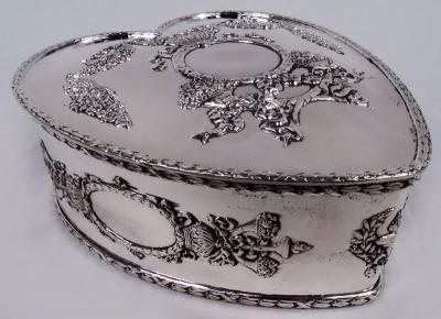 Regal and Romantic Sterling Silver Heart Shaped Jewelry Box