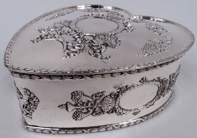 Regal and Romantic Sterling Silver Heart Shaped Jewelry Box