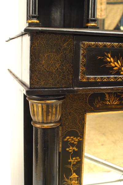 Regency Black Lacquered Chinoiserie Sideboard