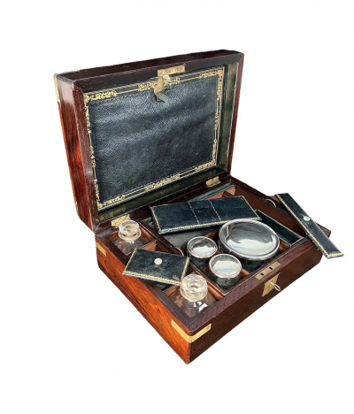 Regency Brass Bound Rosewood Fitted Traveling Dressing Box
