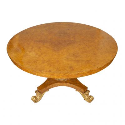 Regency Burl Elm and Giltwood Center Table