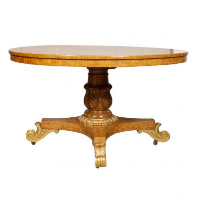 Regency Burl Elm and Giltwood Center Table