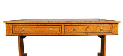 Regency Burr Elm and Ebonized Writing Table