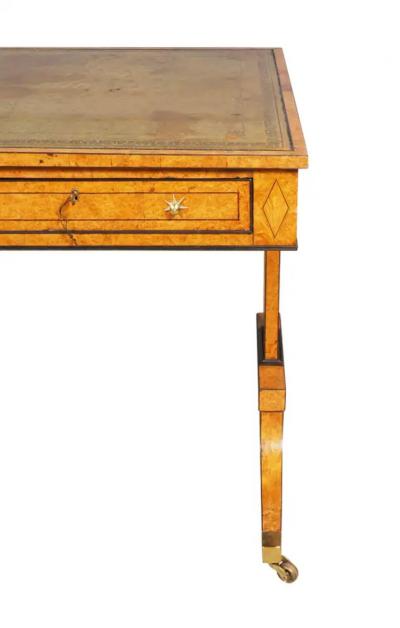 Regency Burr Elm and Ebonized Writing Table