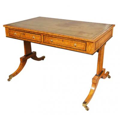 Regency Burr Elm and Ebonized Writing Table
