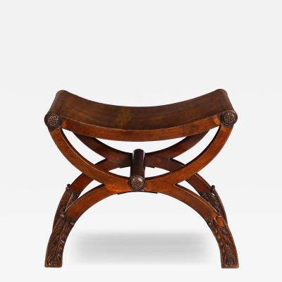 Regency Carved Mahogany Curule Bench England ca 1815