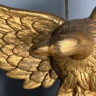 Regency Circular Convex Wall Mirror Giltwood Eagle Motif USA 1950s