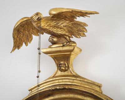 Regency Classical Gilt Convex Girandole Mirror