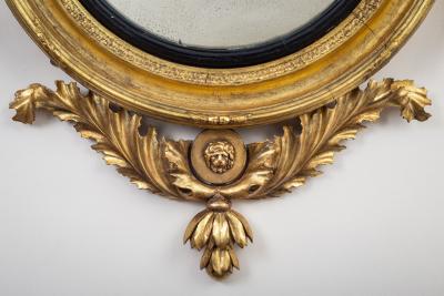 Regency Classical Gilt Convex Girandole Mirror