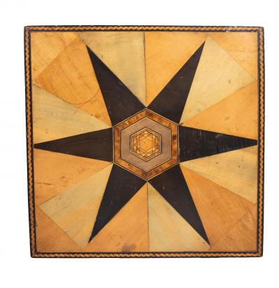 Regency Colonial Ebony And Parquetry Table