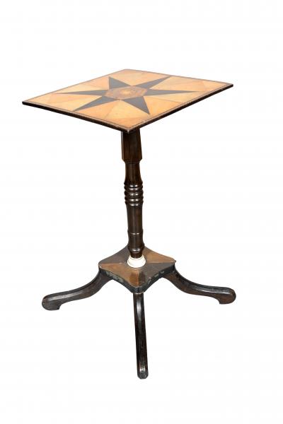 Regency Colonial Ebony And Parquetry Table