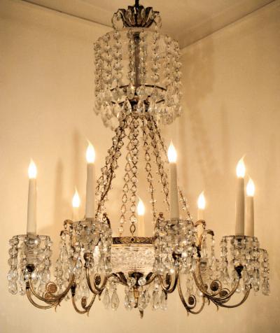 Regency Cut Glass Eight Light Chandelier c 1820