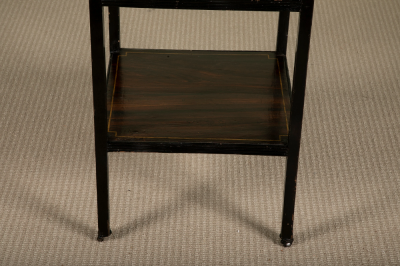 Regency Ebonized Five Tier Etagere with Faux Rosewood Shelves Finials