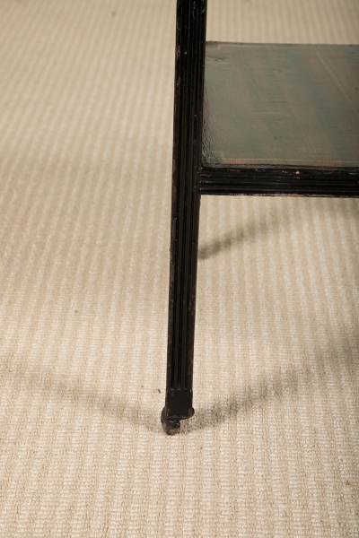 Regency Ebonized Five Tier Etagere with Faux Rosewood Shelves Finials