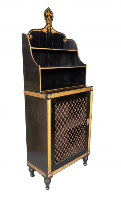 Regency Ebonized and Parcel Gilt Cabinet