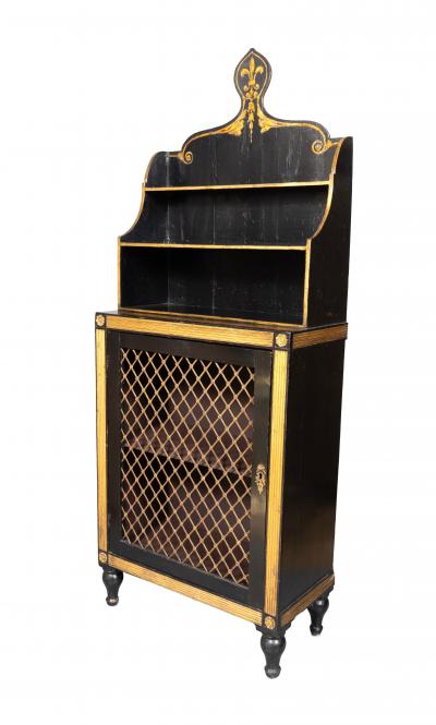 Regency Ebonized and Parcel Gilt Cabinet