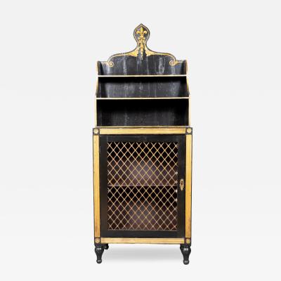 Regency Ebonized and Parcel Gilt Cabinet