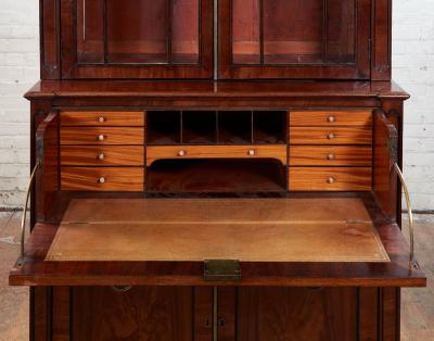 Regency Ebony Inlaid Secretaire Bookcase