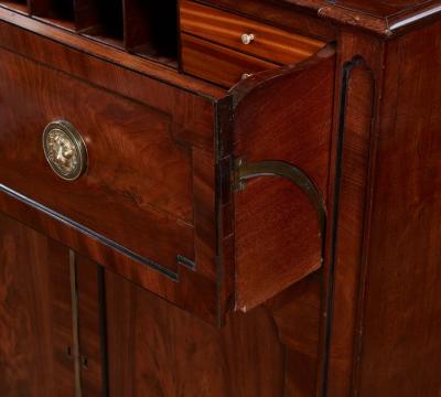 Regency Ebony Inlaid Secretaire Bookcase