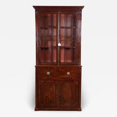 Regency Ebony Inlaid Secretaire Bookcase