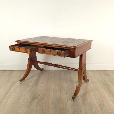 Regency English Leather Top Writing Table England circa 1830