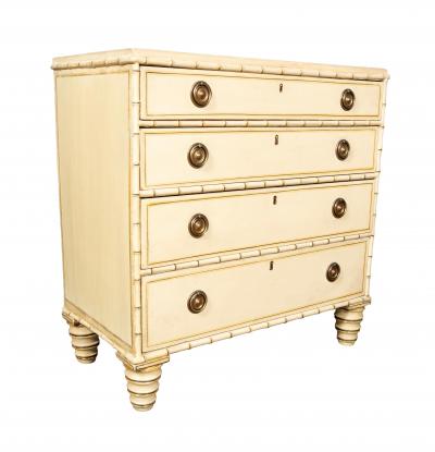 Regency Faux Bamboo Painted Pine Chest Of Drawers