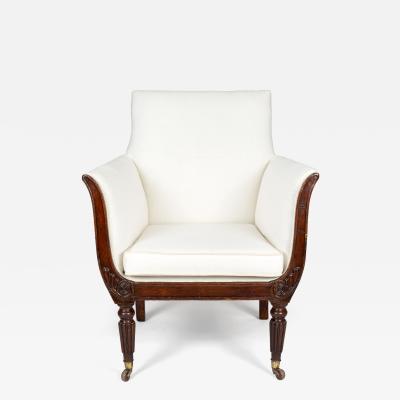 Regency Faux Rosewood Lyre Form Armchair