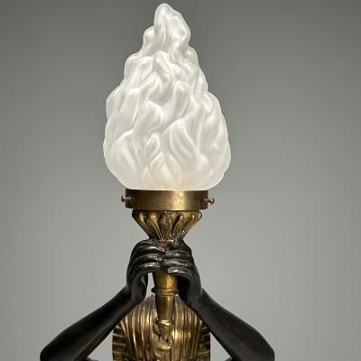 Regency Floor Lamp Egyptian Motif Gilt Metal Bronze 1990s