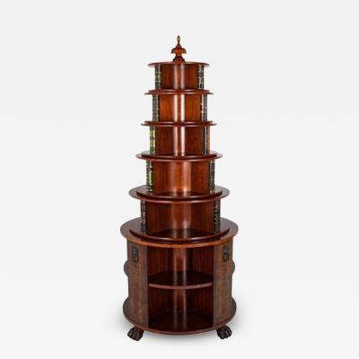 Regency Form Revolving Six Section Library Etagere with Faux Books