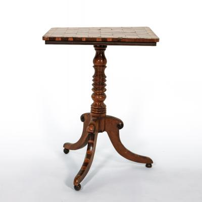 Regency Games Table with Chessboard Top and Oyster Veneer English circa 1830