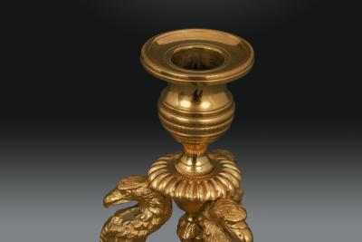 Regency Gilt Bronze Candlesticks Designed by Cheney of London