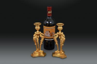 Regency Gilt Bronze Candlesticks Designed by Cheney of London