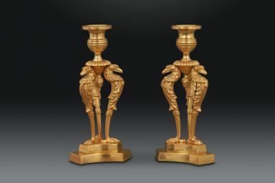 Regency Gilt Bronze Candlesticks Designed by Cheney of London