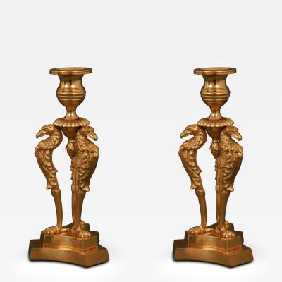 Regency Gilt Bronze Candlesticks Designed by Cheney of London