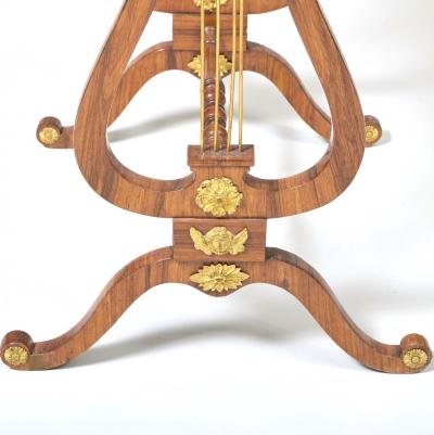 Regency Gilt Metal Mounted Tulipwood and Inlaid Porcelain Worktable
