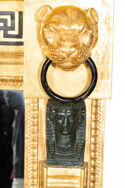 Regency Giltwood And Ebonized Overmantle Mirror