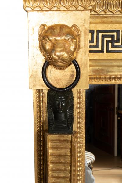 Regency Giltwood And Ebonized Overmantle Mirror
