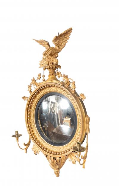 Regency Giltwood Convex Girandole Mirror