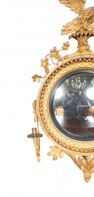 Regency Giltwood Convex Girandole Mirror