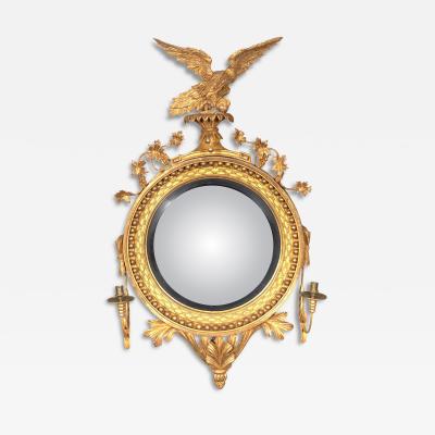 Regency Giltwood Convex Girandole Mirror