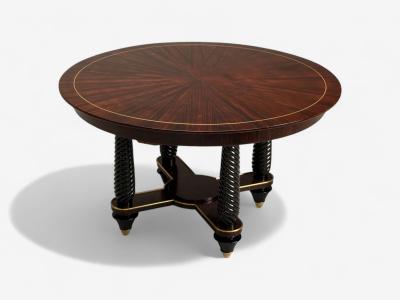 Regency Macassar Ebony Brass Inlay Center Table France 1970s