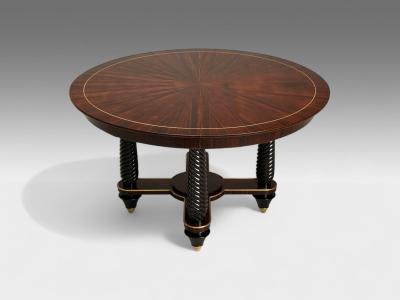 Regency Macassar Ebony Brass Inlay Center Table France 1970s
