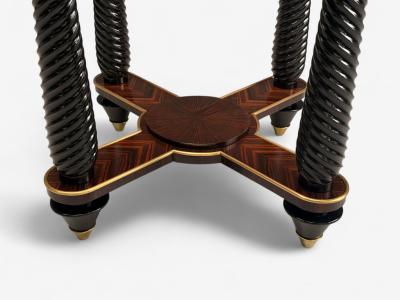 Regency Macassar Ebony Brass Inlay Center Table France 1970s