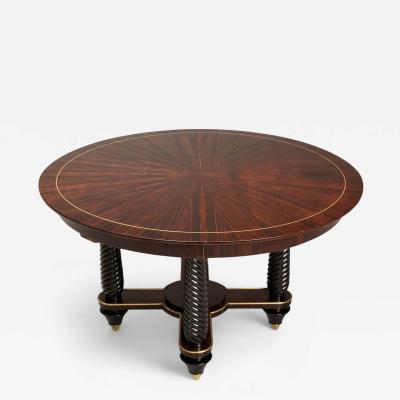 Regency Macassar Ebony Brass Inlay Center Table France 1970s